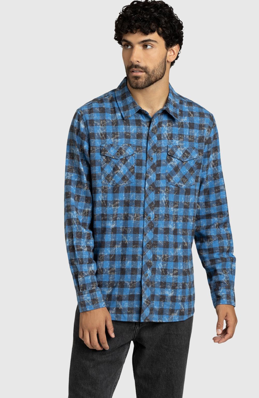 boston traders Federal Blue Plaid Flannel Shirt