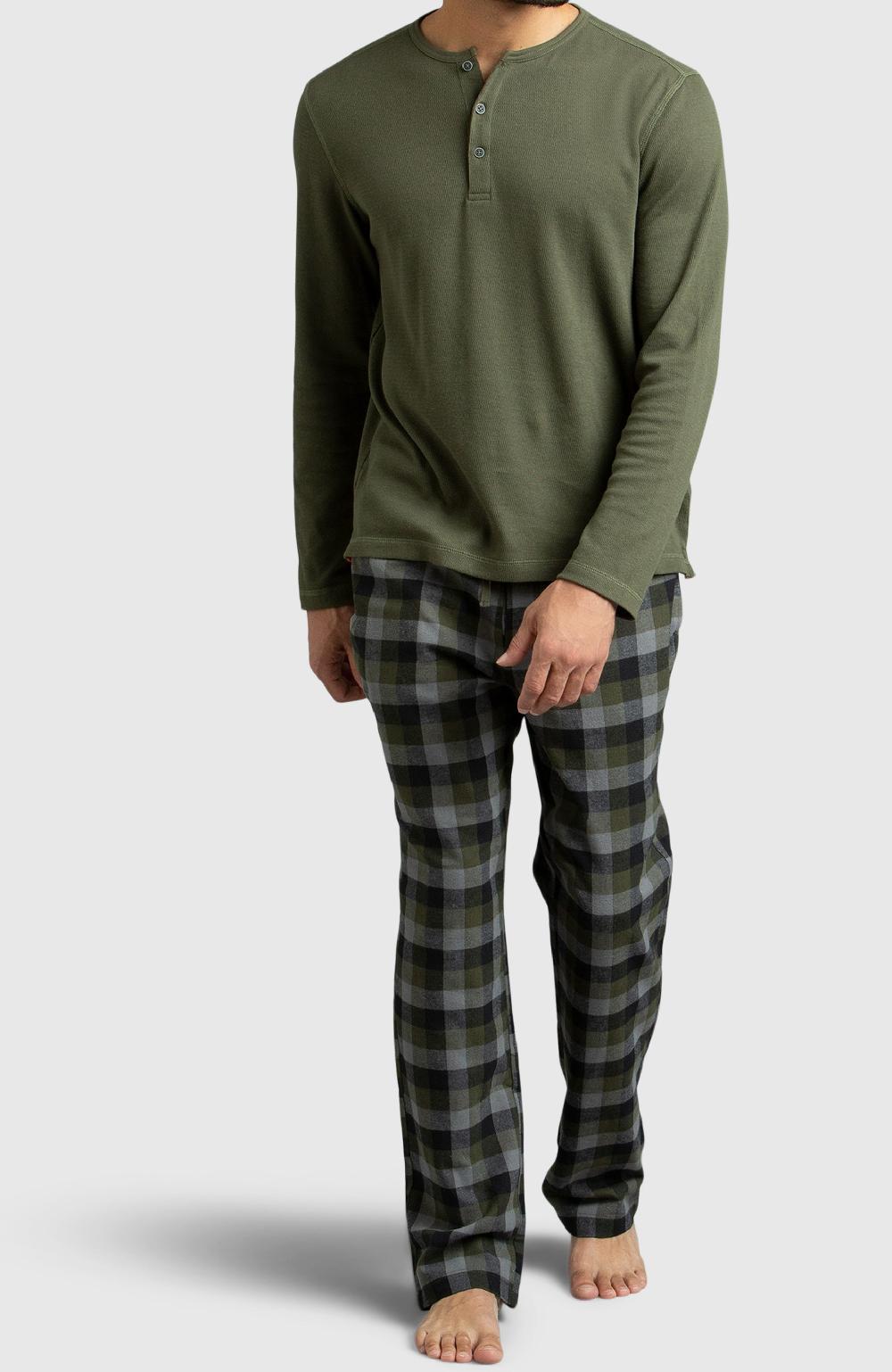 Boston Traders Green & Black Flannel Plaid Pyjama