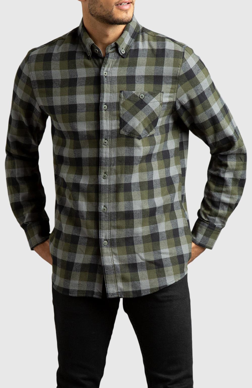 boston traders Green & Black Plaid Flannel Shirt