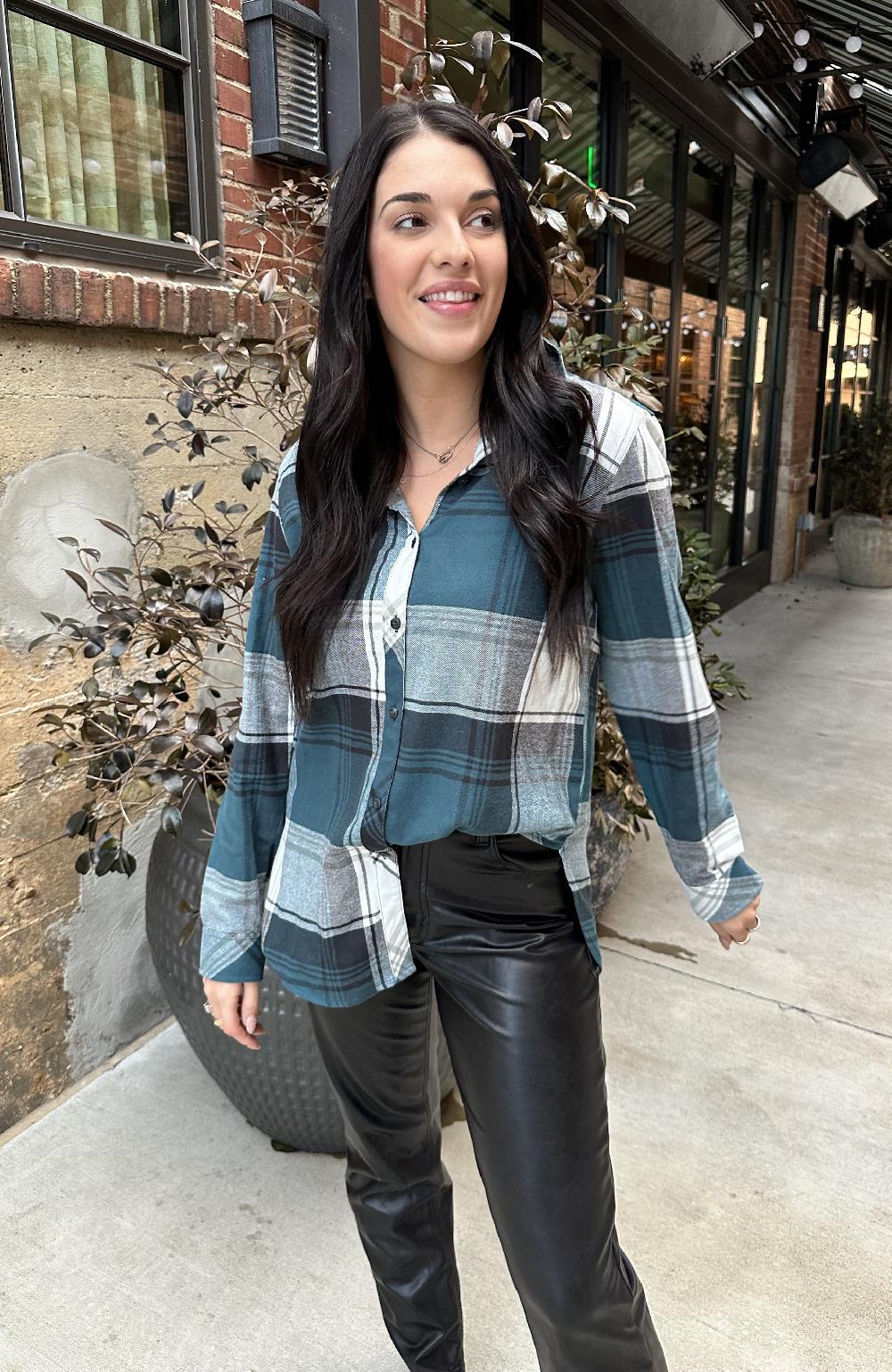 Boston Traders Green Pond Boyfriend Plaid Shirt