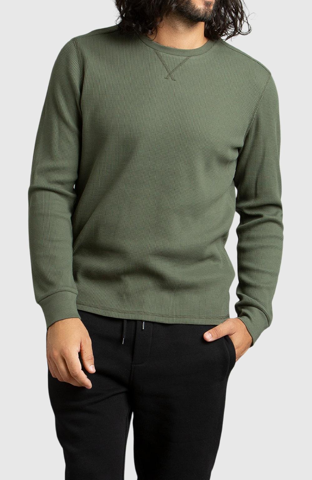 boston traders Green Waffle Crewneck Sweater