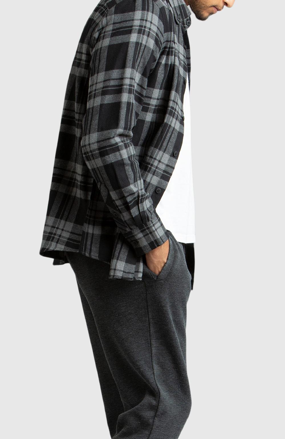 Boston Traders Grey And Black Plaid Flannel Shirt