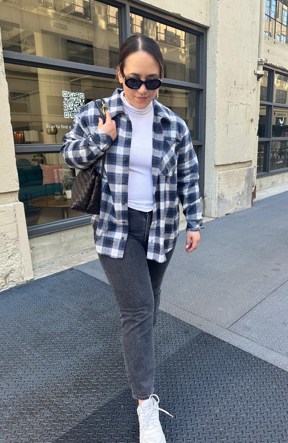 Boston Traders Lilac Marble Boyfriend Plaid Shirt