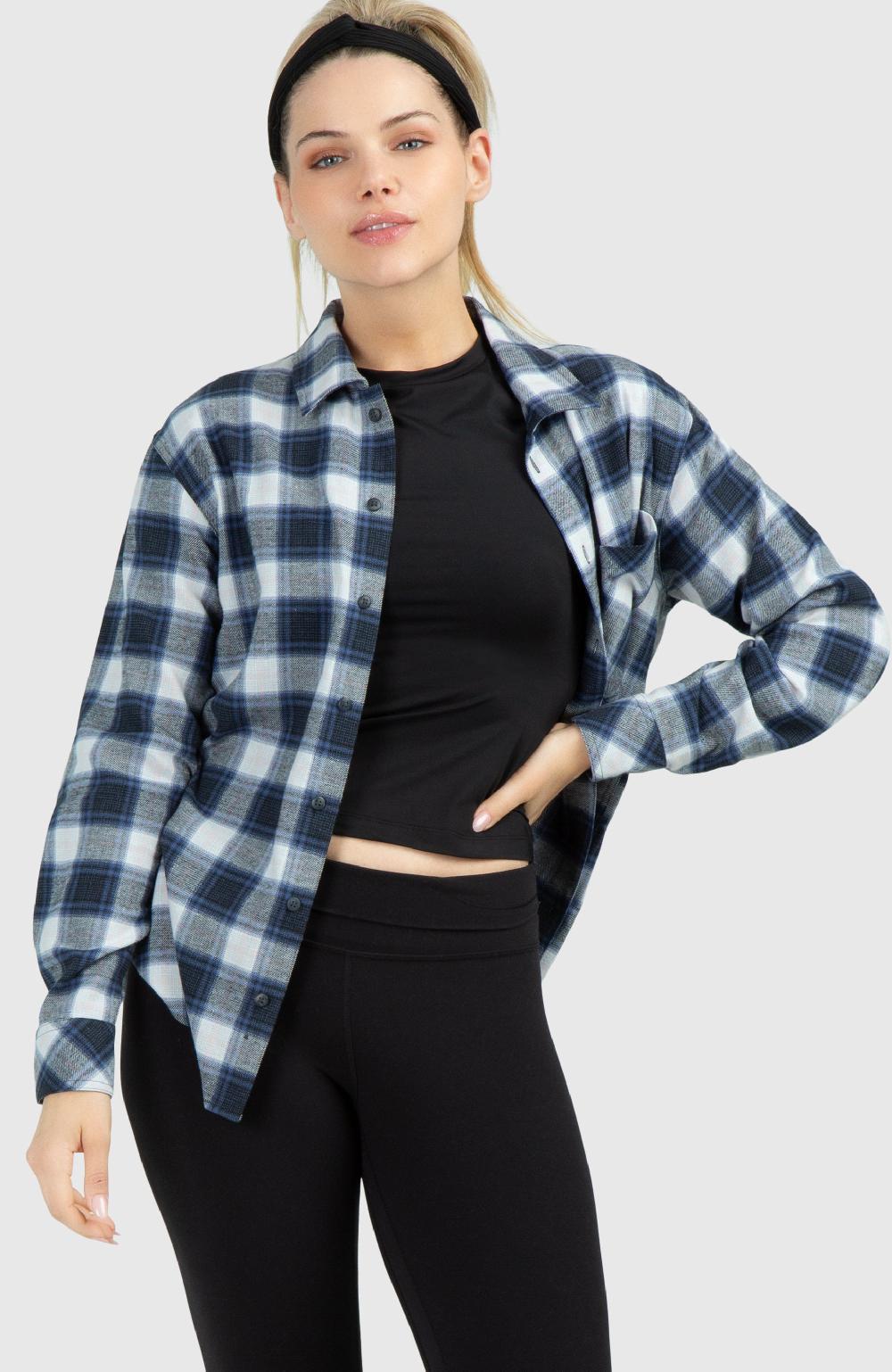 boston traders Lilac Marble Boyfriend Plaid Shirt