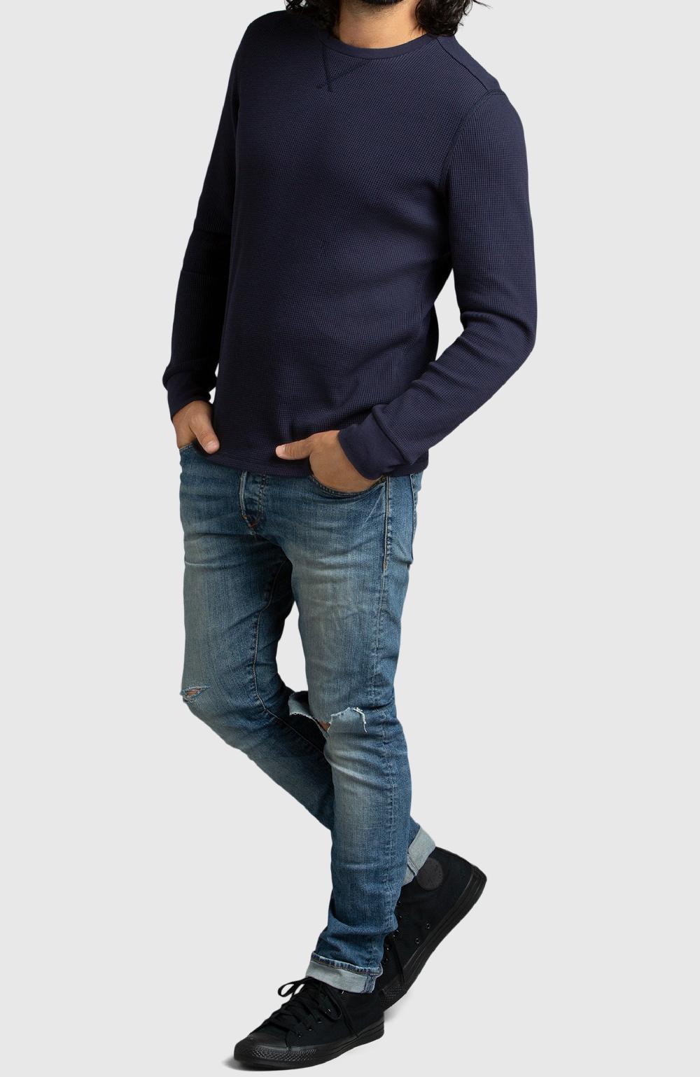 Boston Traders Navy Waffle Crewneck Sweater