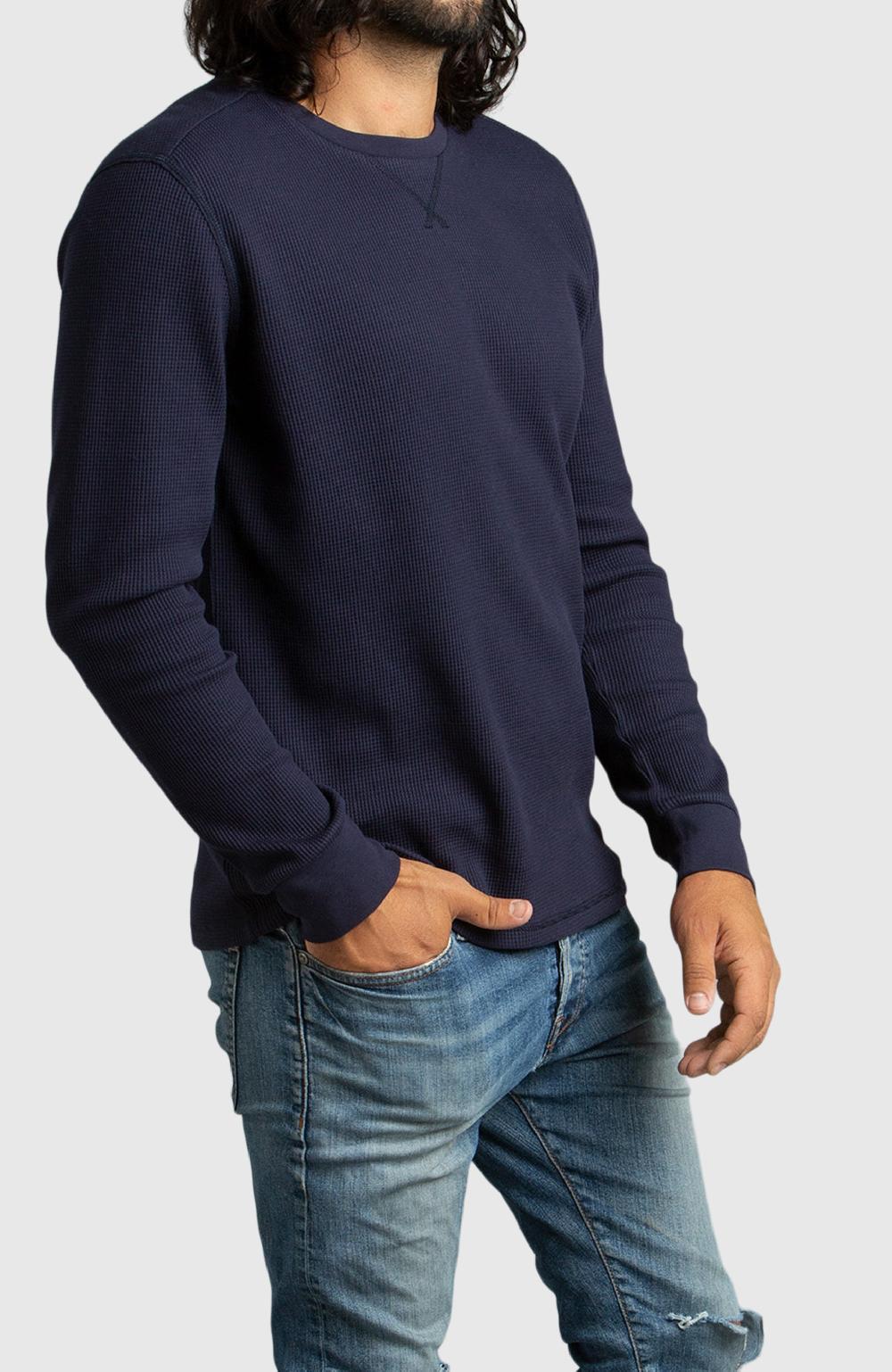 Boston Traders Navy Waffle Crewneck Sweater