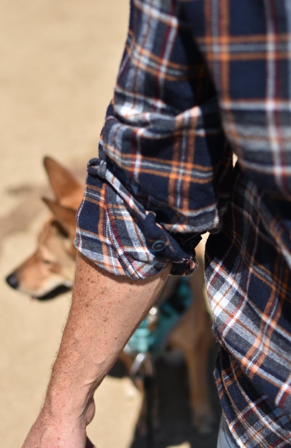 Boston Traders Orange And Navy Plaid Flannel Shirt