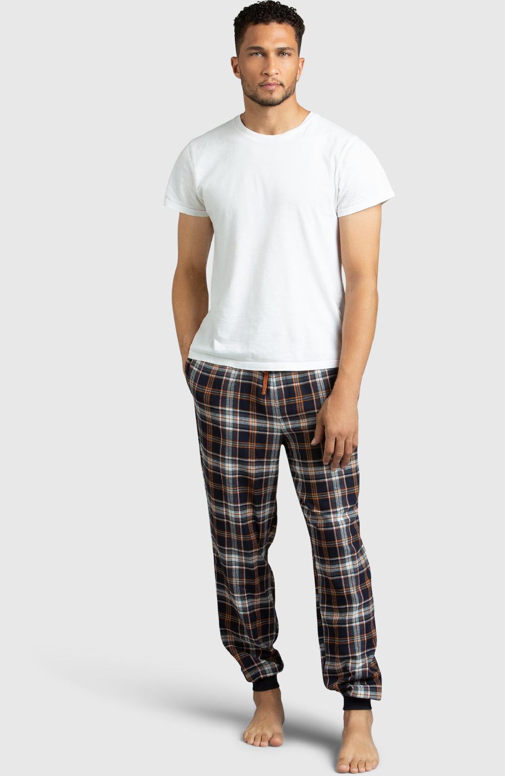 Boston Traders Orange & Navy Flannel Jogger Pyjama