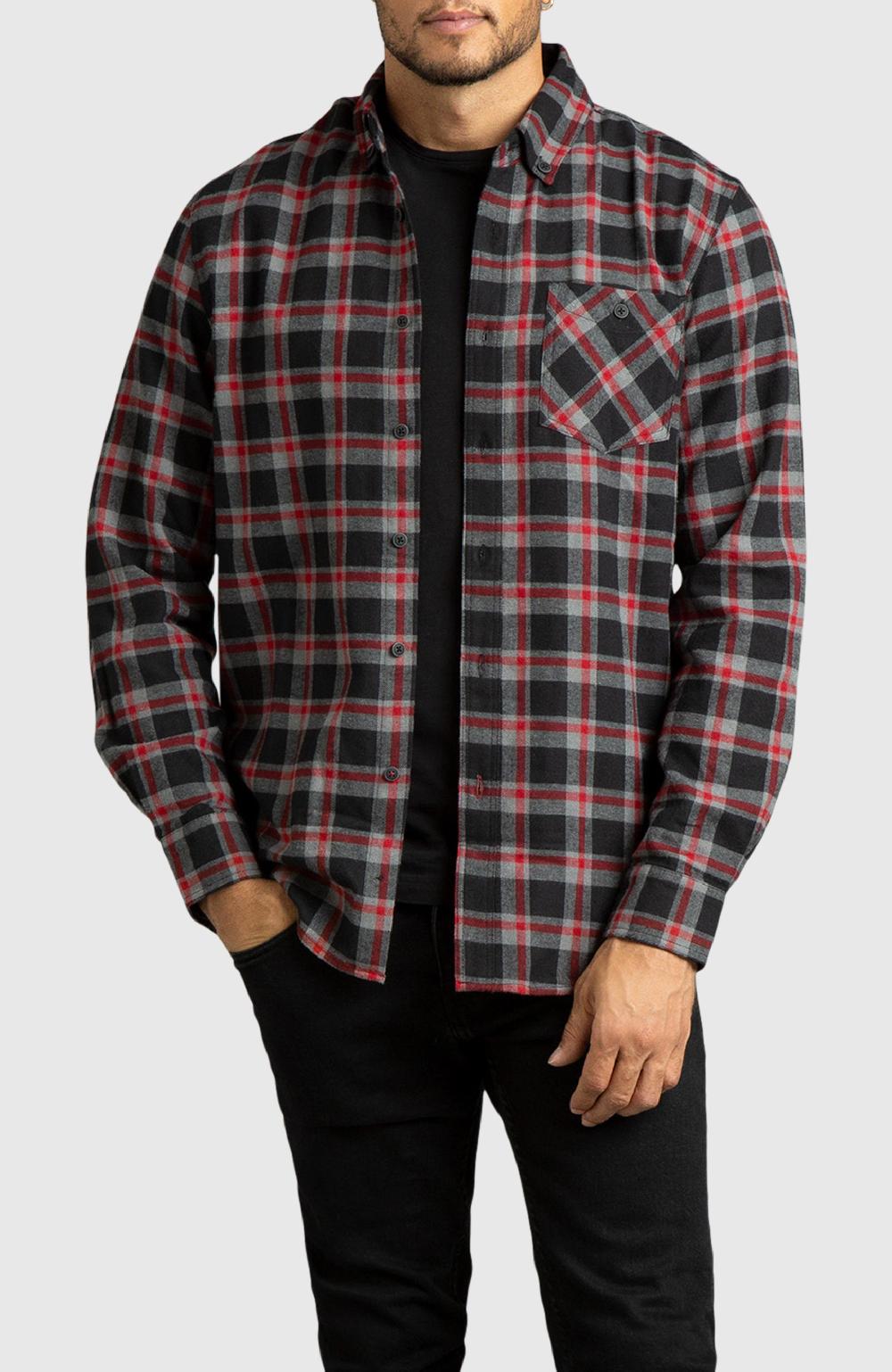 boston traders Red and Black Plaid Flannel Shirt
