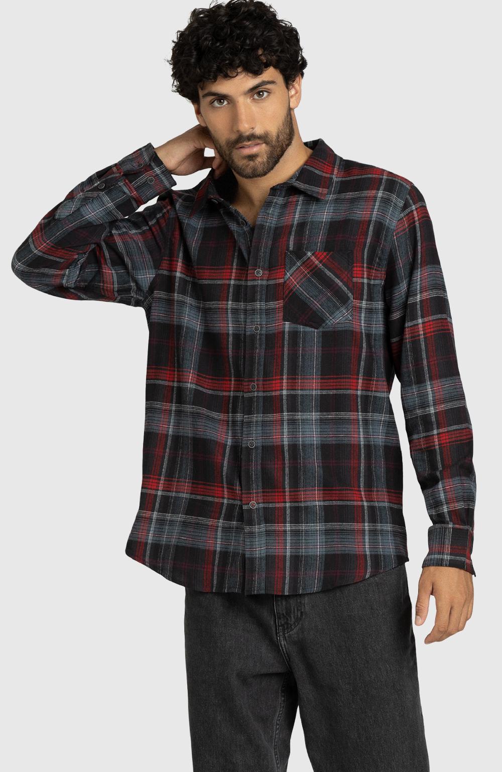 boston traders Red and Grey Plaid Flannel Shirt