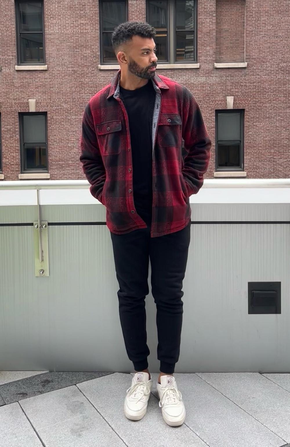 Boston Traders Red & Black Polar Fleece Shirt Jacket