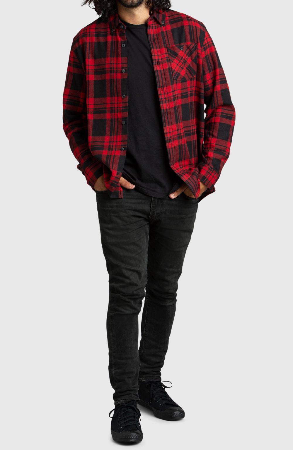 Boston Traders Red Buffalo Plaid Flannel Shirt