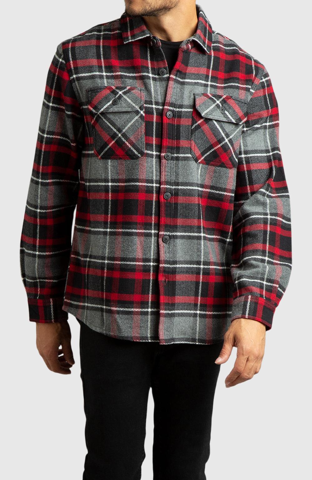 boston traders Red Herringbone Plaid Overshirt