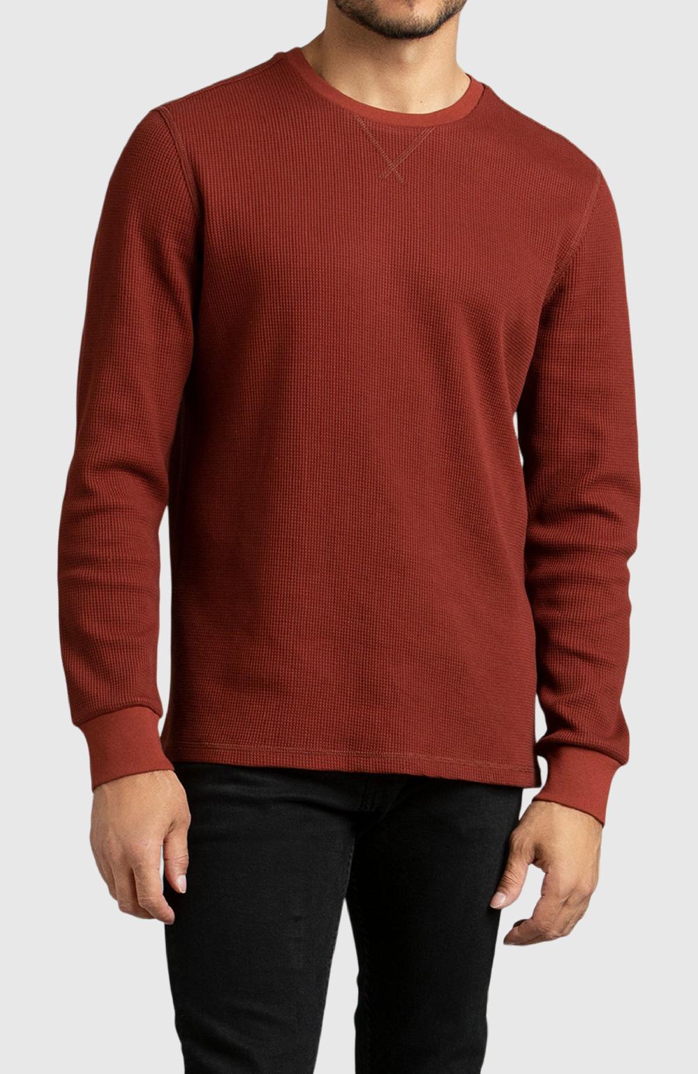 boston traders Red Waffle Crewneck Sweater