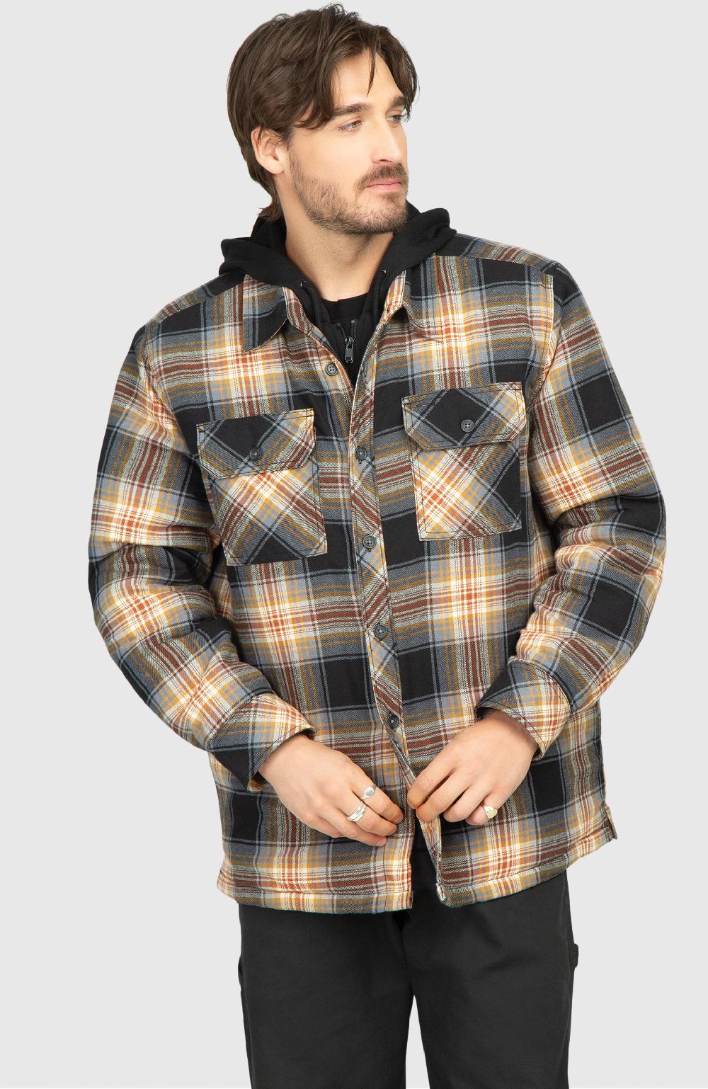 Boston Traders Chestnut Hooded Flannel Shirt Jacket