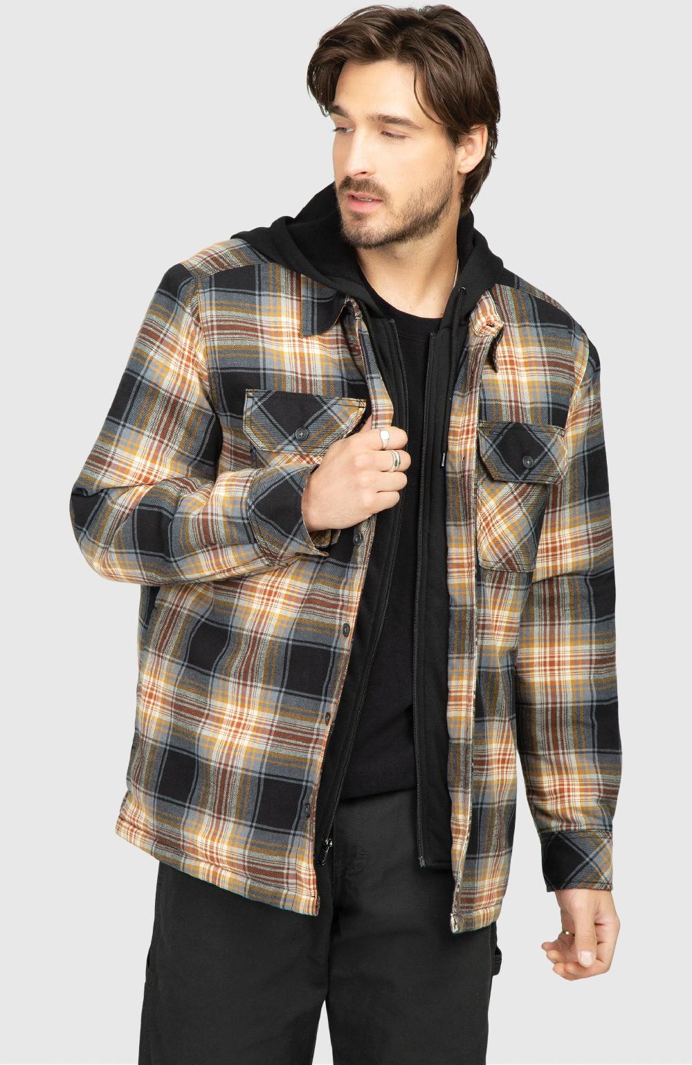 boston traders Chestnut Hooded Flannel Shirt Jacket