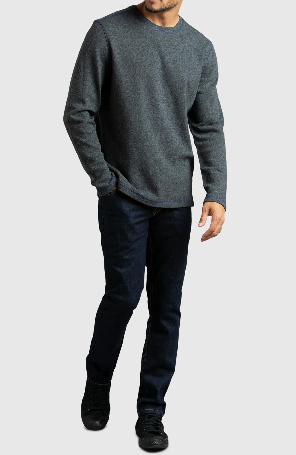 Boston Traders Dark Heather Grey Double Knit Crewneck Sweatshirt