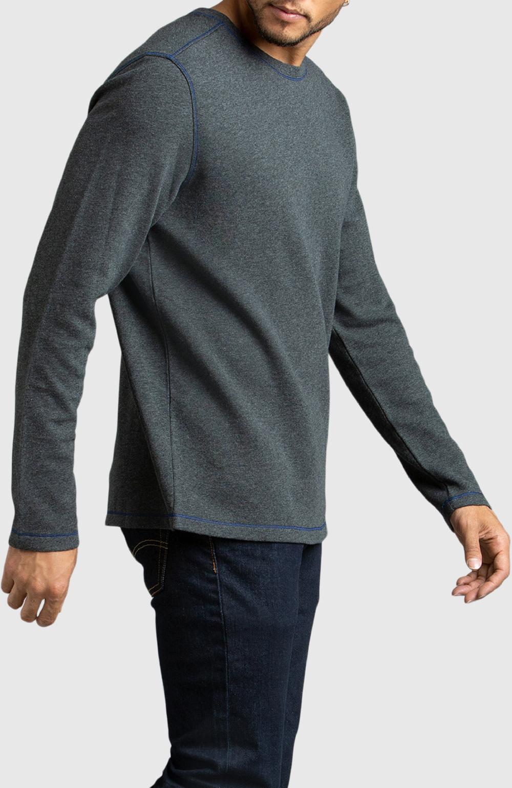 Boston Traders Dark Heather Grey Double Knit Crewneck Sweatshirt