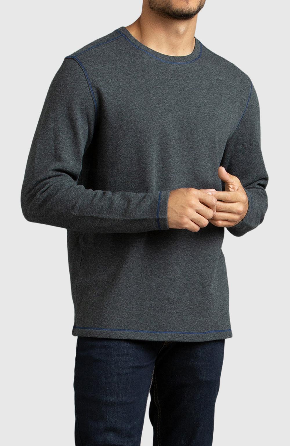 boston traders Dark Heather Grey Double Knit Crewneck Sweatshirt