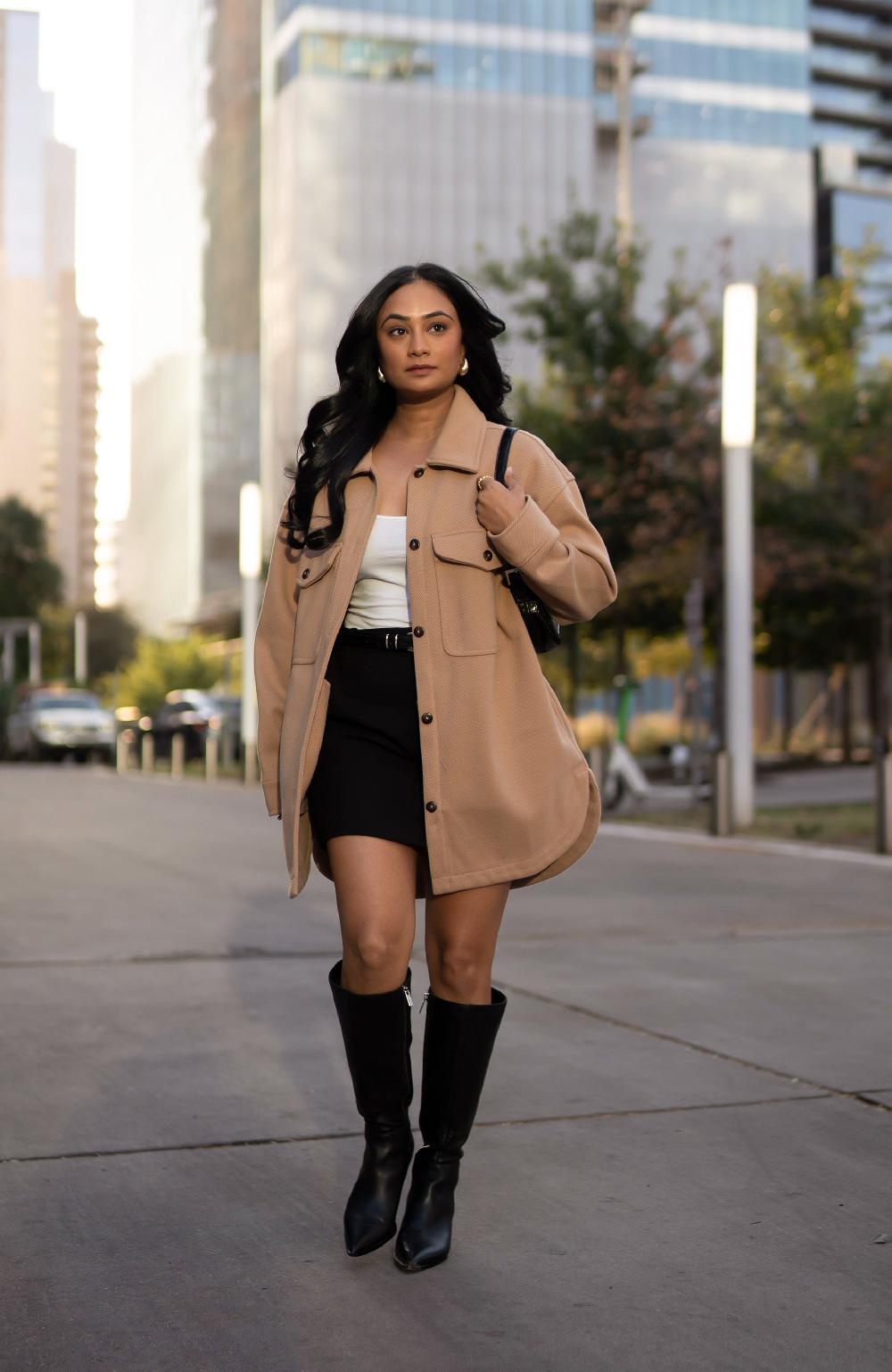 Boston Traders Hazelnut Oversized Twill Knit Shacket