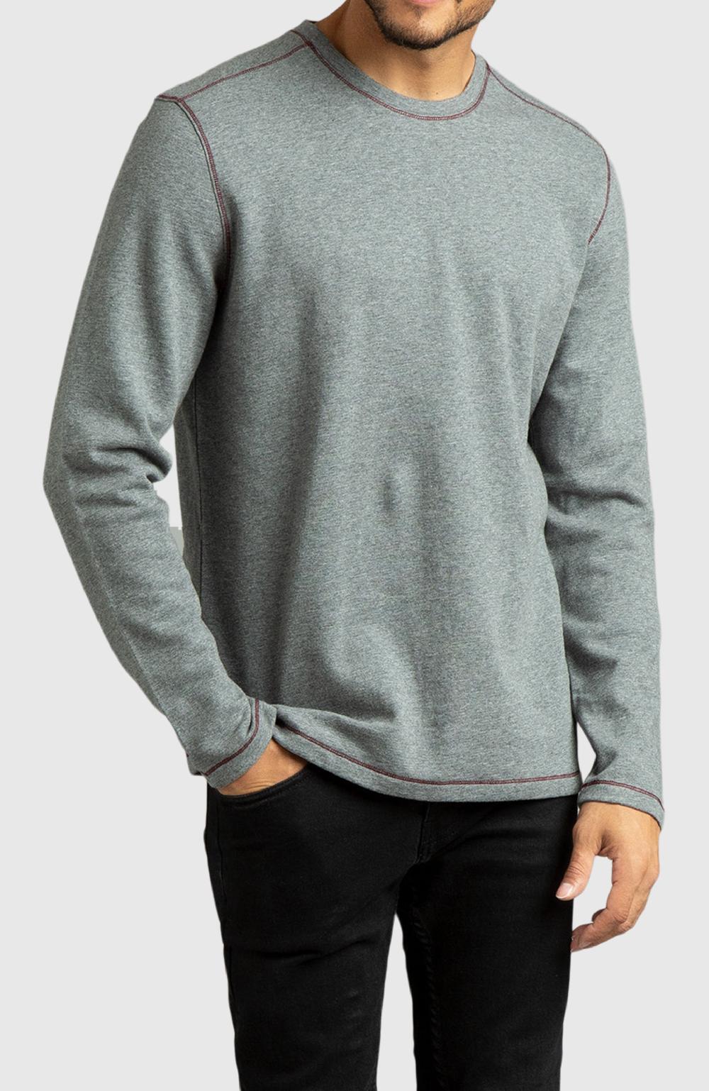 boston traders Heather Grey Double Knit Crewneck Sweatshirt