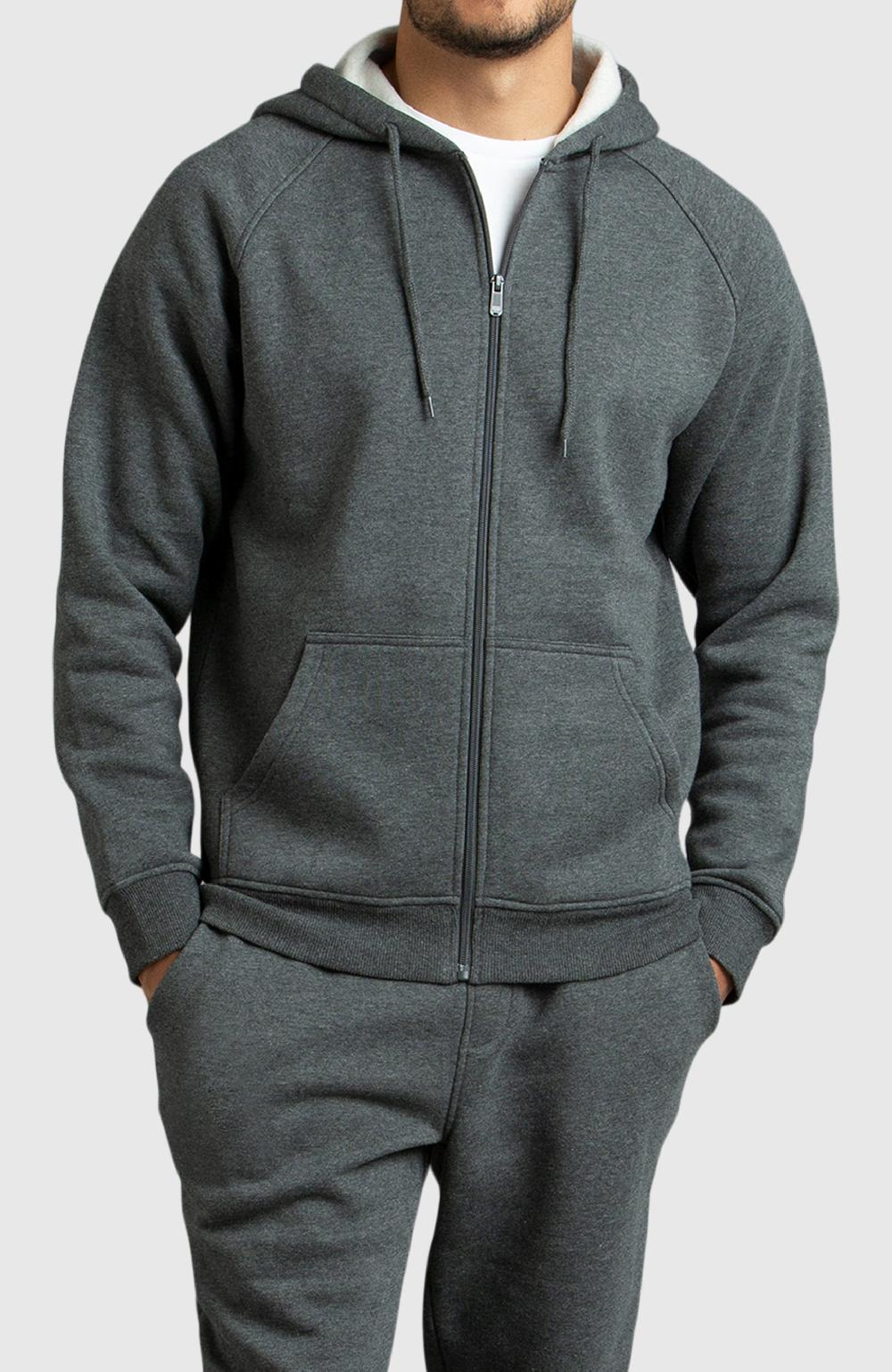 boston traders Heather Grey Front Zip Fleece Hoodie