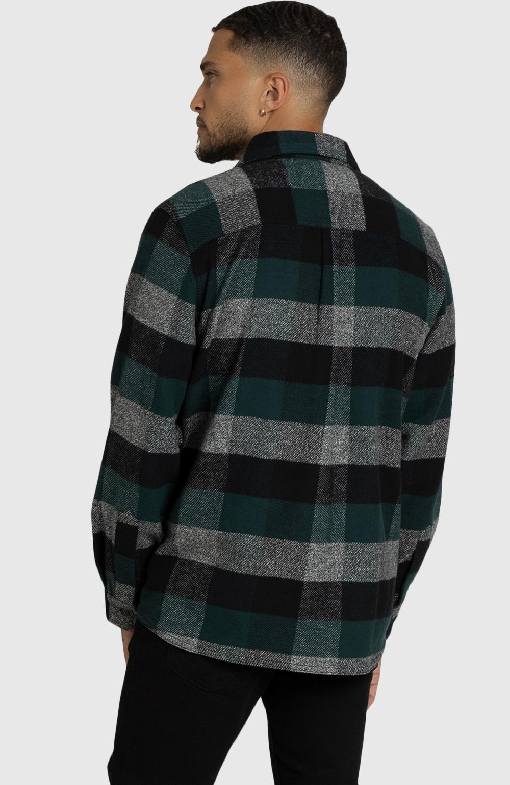 Boston Traders Hunter Green Melange Plaid Overshirt