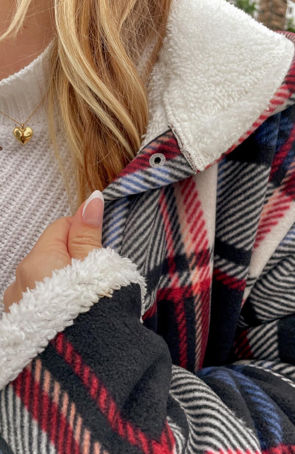 Boston Traders Navy And Red Ebony Oversized Hooded Jacket