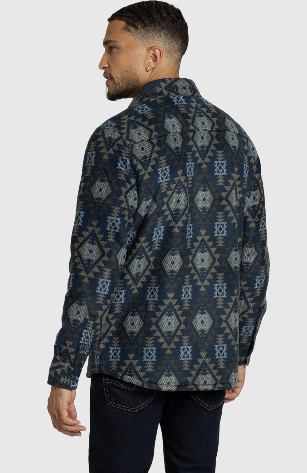 Boston Traders Navy Aztec Polar Fleece Shirt Jacket