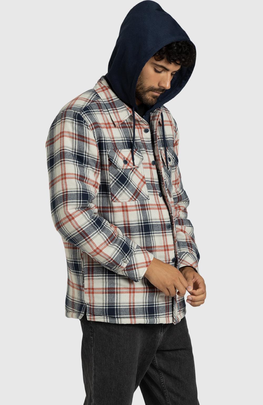 Boston Traders Navy Moonstruck Hooded Flannel Shirt Jacket