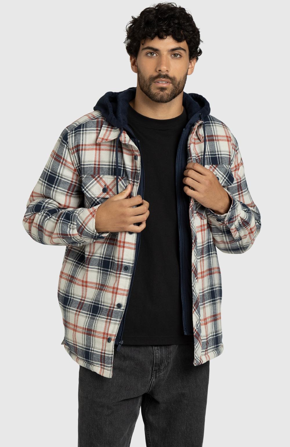 boston traders Navy Moonstruck Hooded Flannel Shirt Jacket