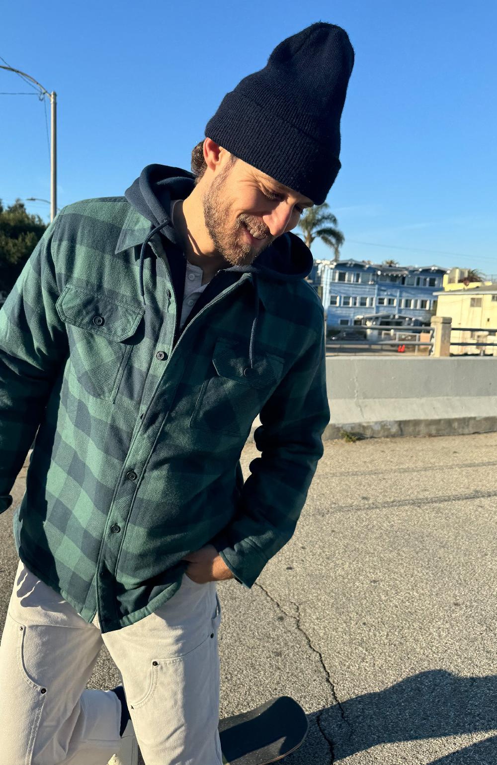 boston Traders Sea Green Hooded Flannel Shirt Jacket