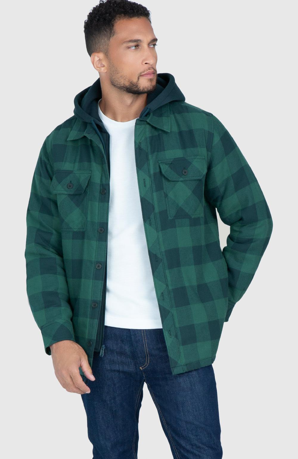 boston traders Sea Green Hooded Flannel Shirt Jacket