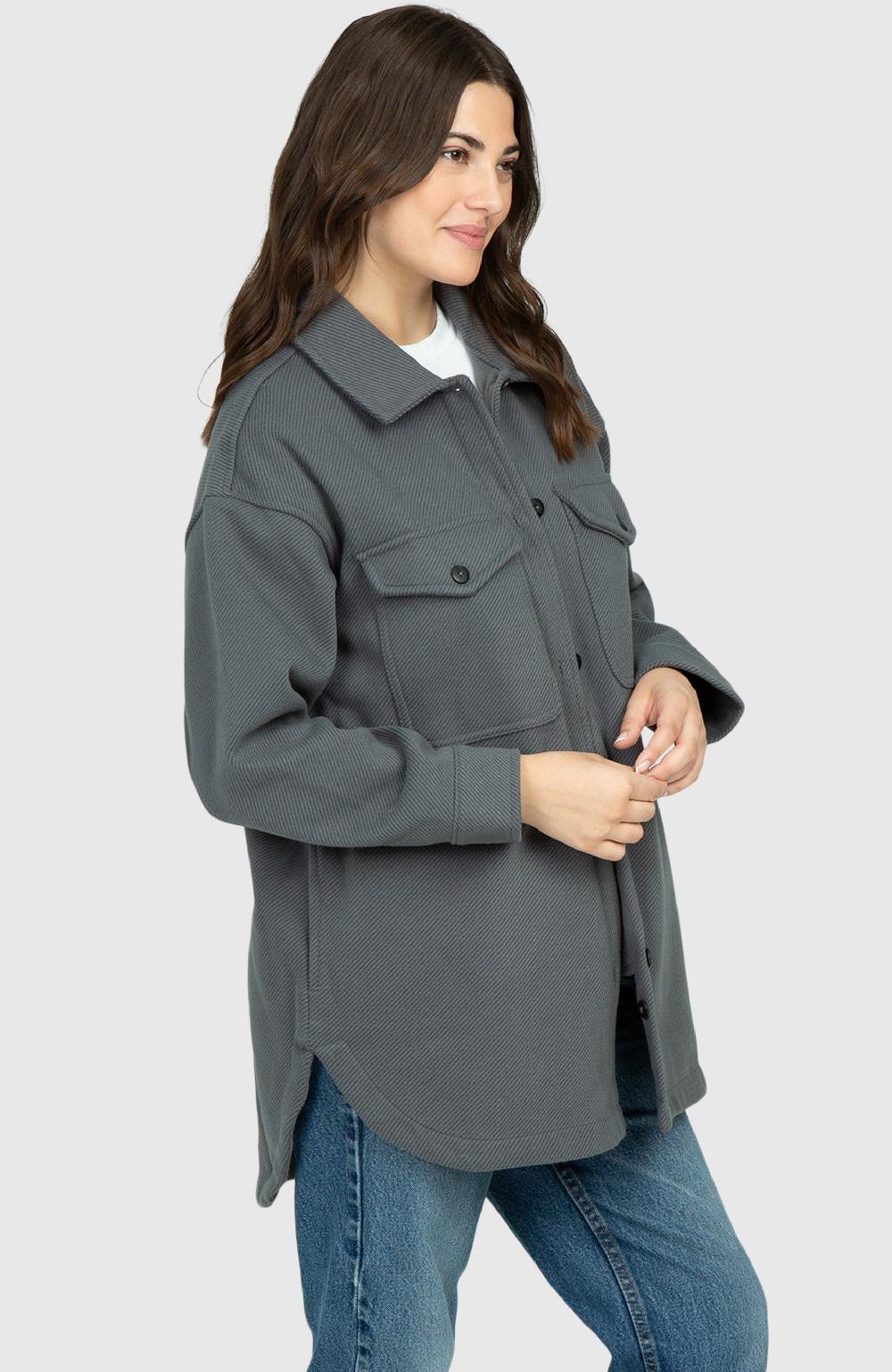 Boston Traders Slate Grey Oversized Twill Knit Shacket