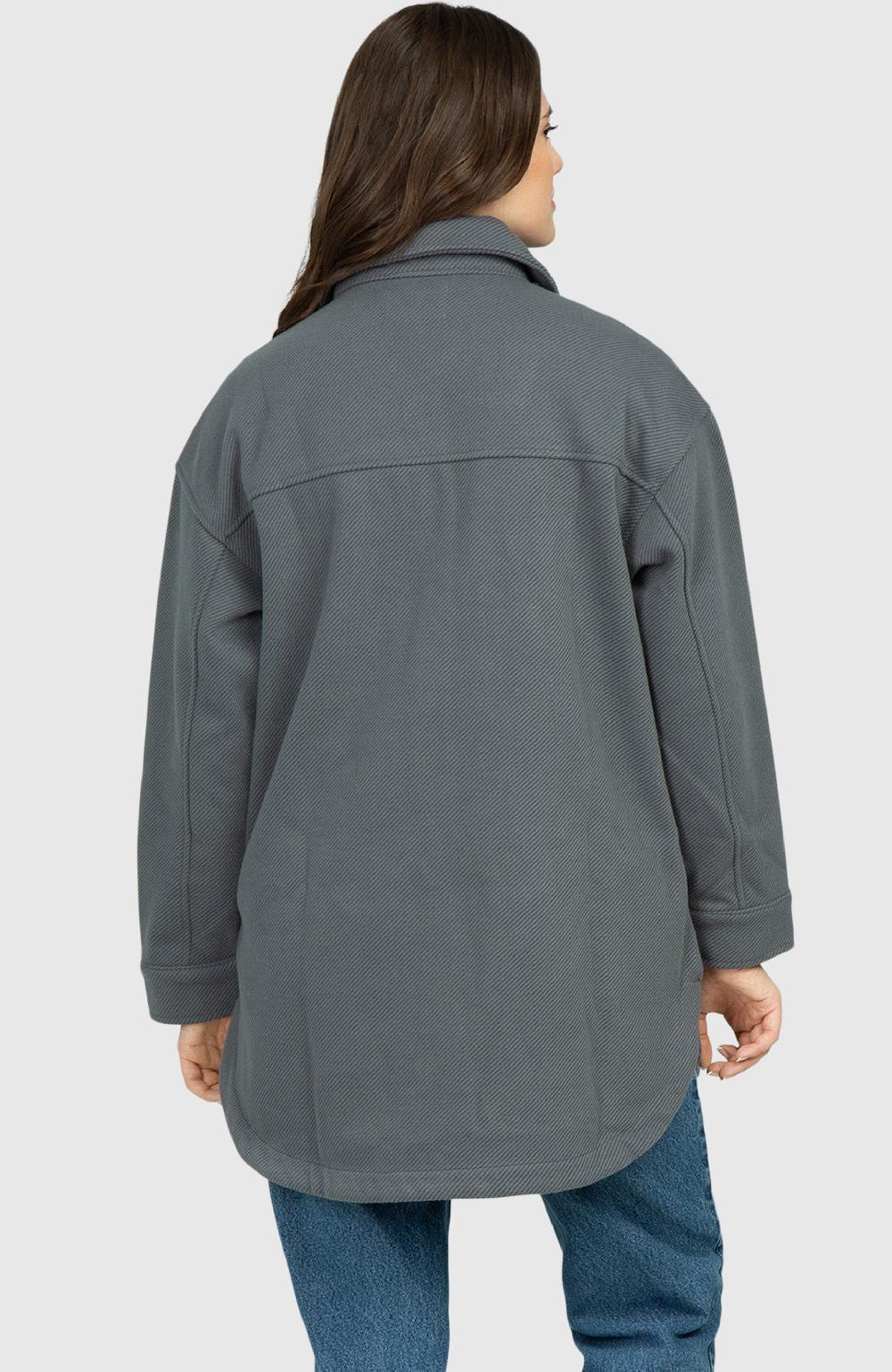 Boston Traders Slate Grey Oversized Twill Knit Shacket