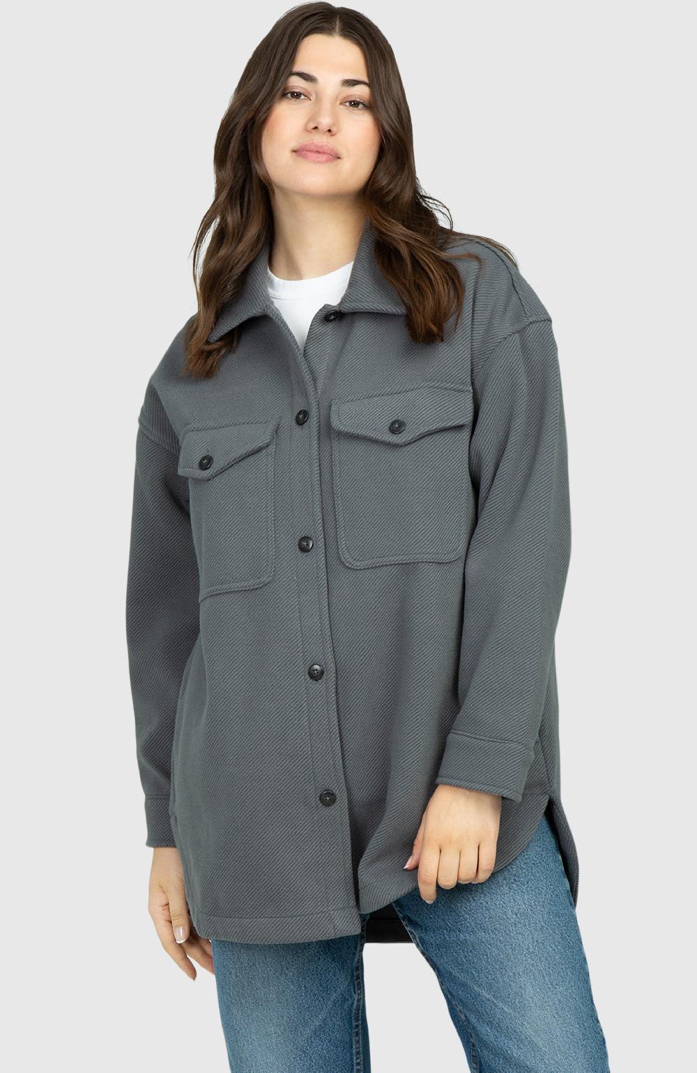 boston traders Slate Grey Oversized Twill Knit Shacket