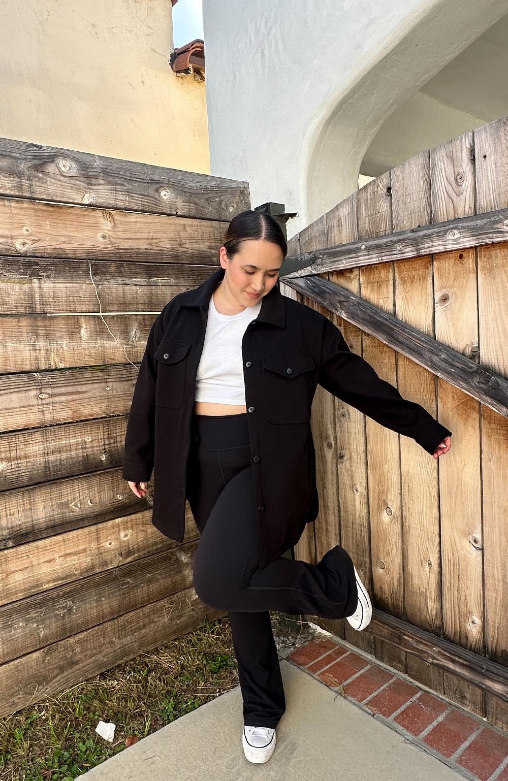 Boston Traders Smokey Black Oversized Twill Knit Shacket