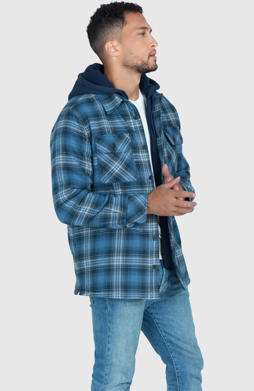 Boston Traders True Blue Hooded Flannel Shirt Jacket