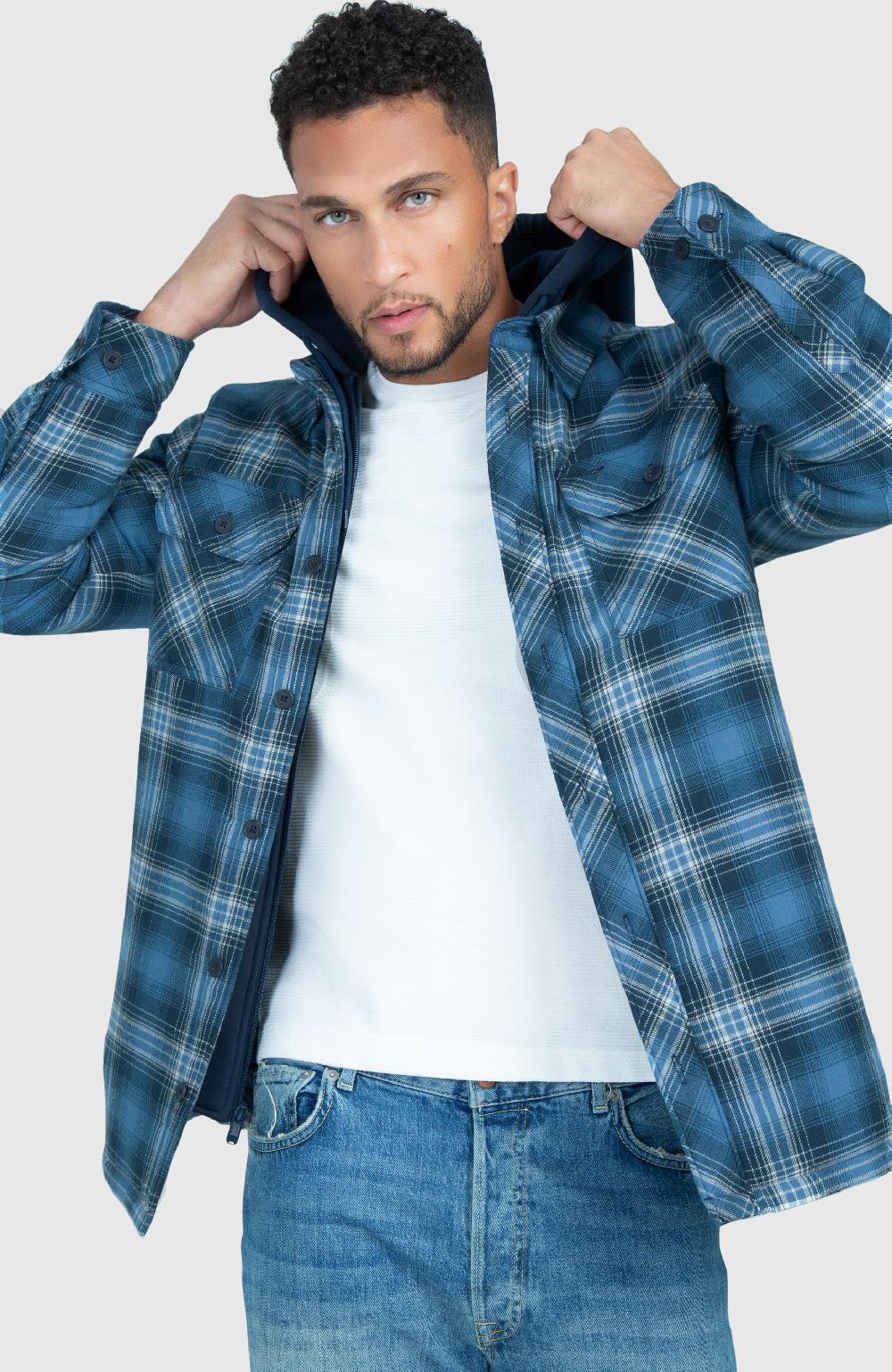 boston traders True Blue Hooded Flannel Shirt Jacket