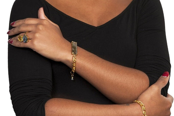 Bounkit Labradorite & Lemon Quartz Ring