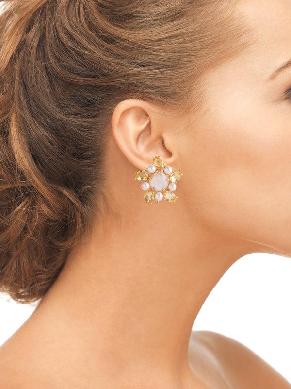 Bounkit Lemon Quartz & Pearls Earrings (more Colors)