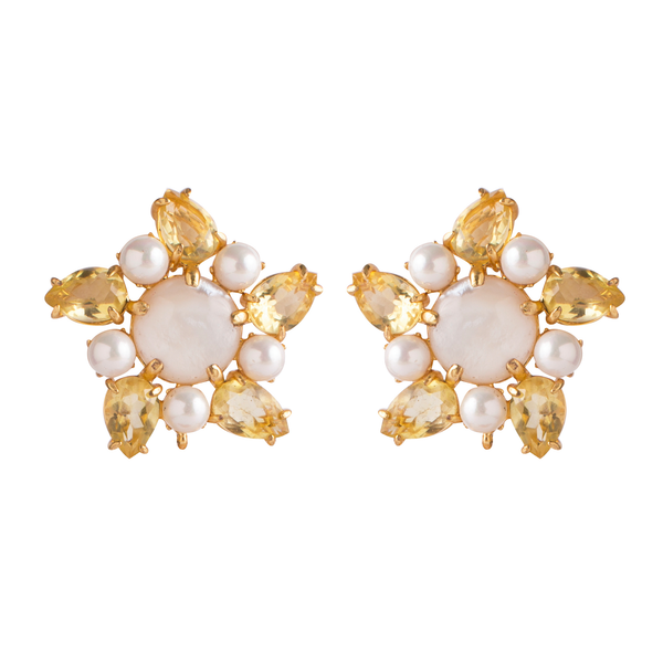 bounkit Lemon Quartz & Pearls Earrings (more colors)