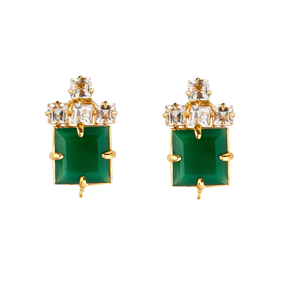 Bounkit Green Onyx & Clear Quartz Stud Earrings (more Colors)