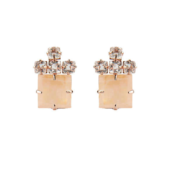 bounkit Green Onyx & Clear Quartz Stud Earrings (more colors)