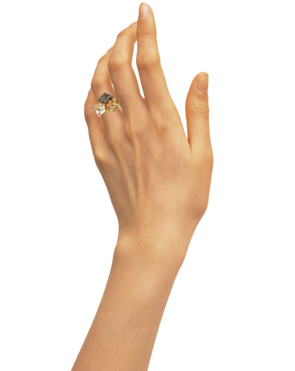 Bounkit Labradorite Lemon Quartz & Green Amethyst Ring