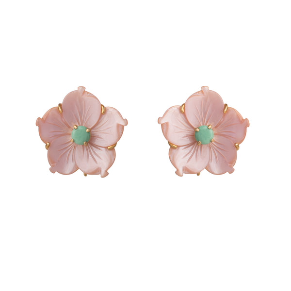 bounkit Pink Mother of Pearl & Chrysoprase Earrings (more colors)