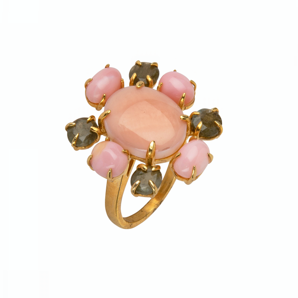 bounkit Pink Opal Labradorite and Pink M.O.P. Ring (more colors)
