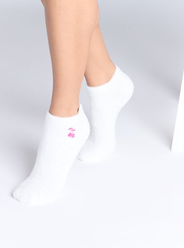 Boux Avenue 2 Pack Cherry Fluffy Trainer Socks - Pink Mix