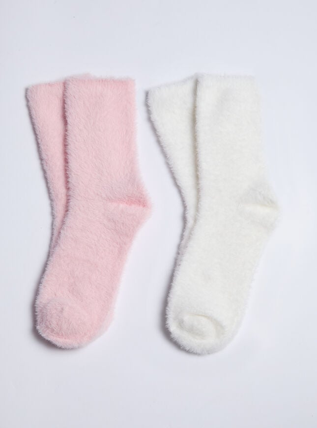 boux avenue 2 pack feather fluffy ankle socks - Pink Mix