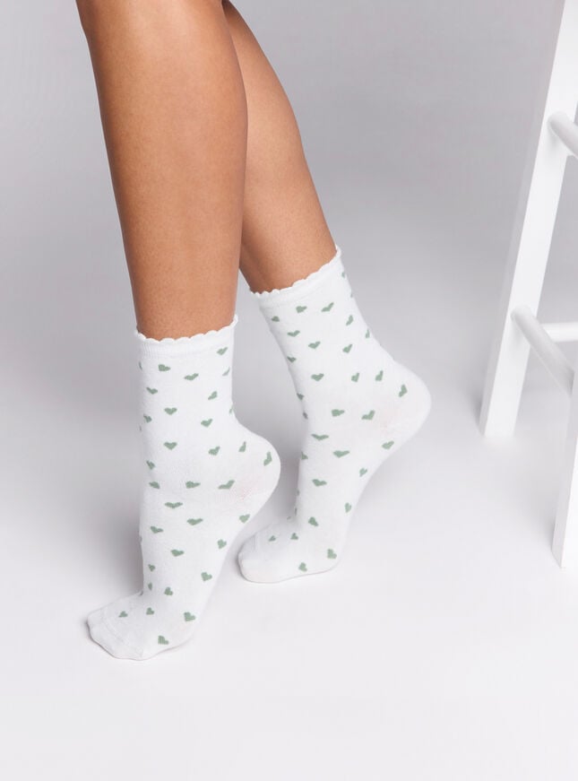 Boux Avenue 2 Pack Heart Cotton Ankle Socks - Pistachio